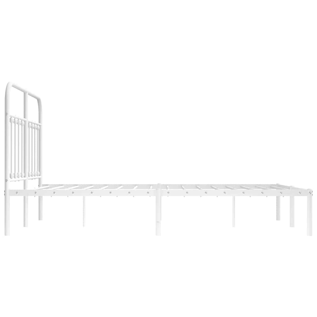 Cadre de lit métal sans matelas et tête de lit blanc 135x190 cm - XIOS