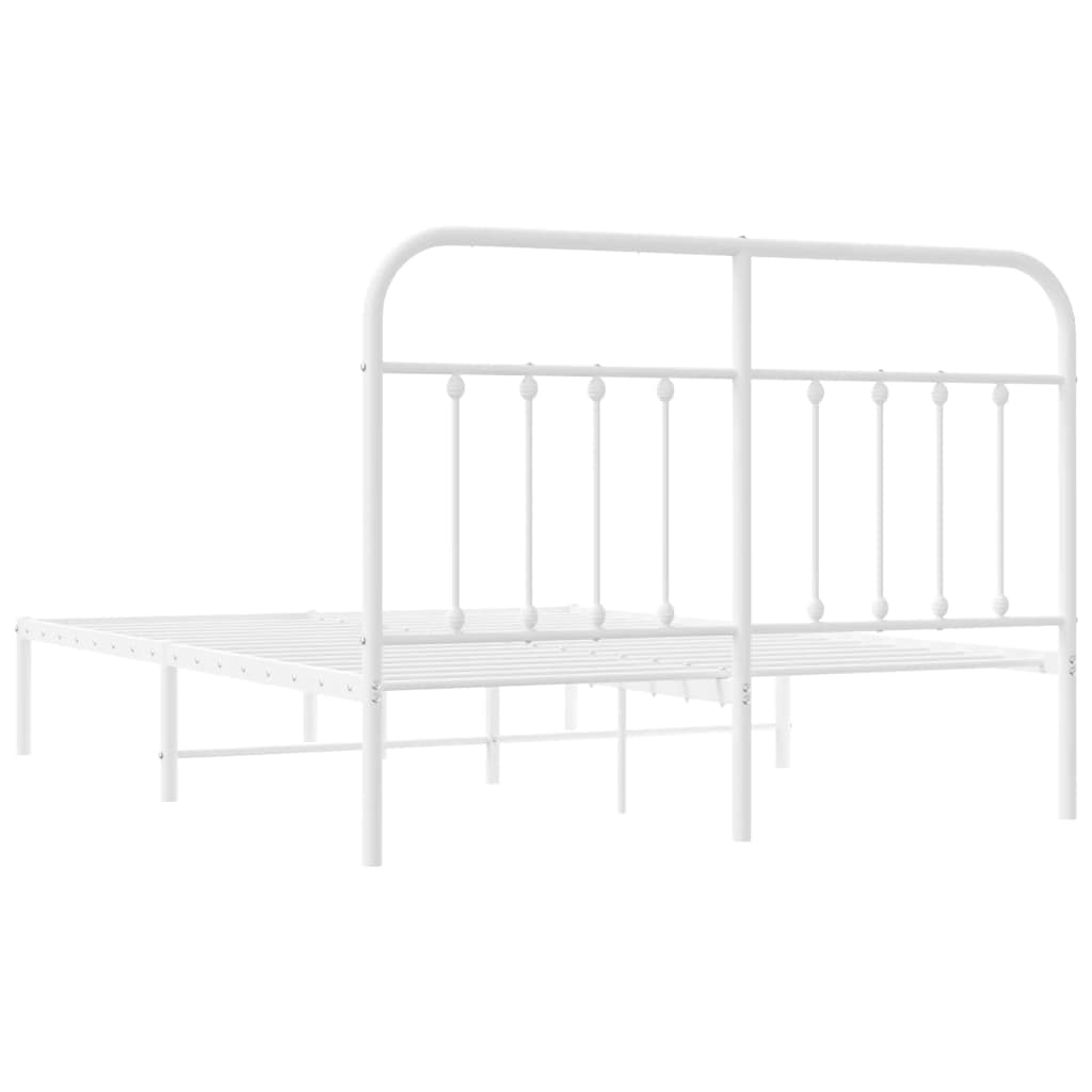Cadre de lit métal sans matelas et tête de lit blanc 135x190 cm - XIOS