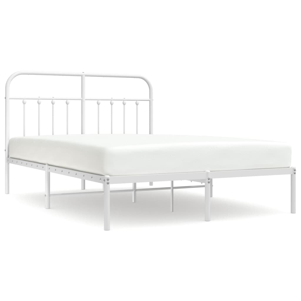 Cadre de lit métal sans matelas et tête de lit blanc 140x190 cm - XIOS