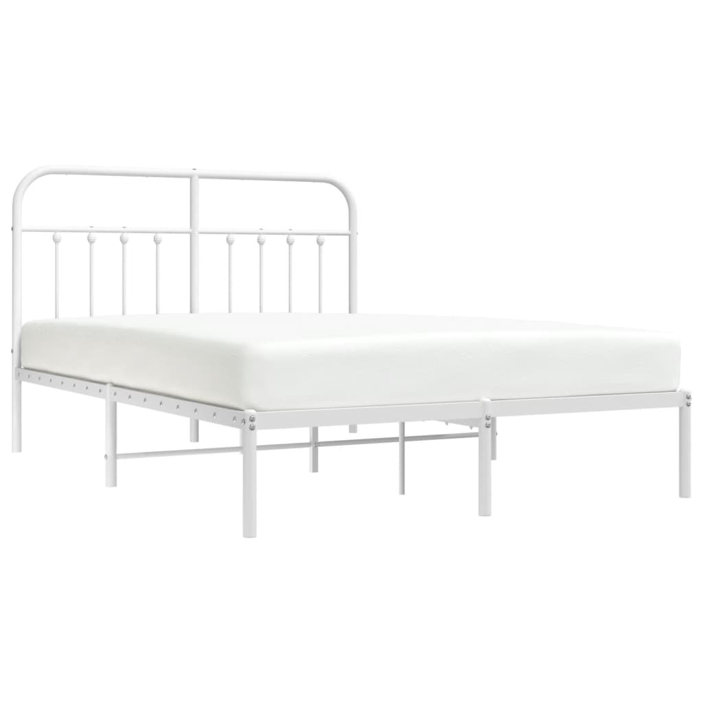 Cadre de lit métal sans matelas et tête de lit blanc 140x200 cm - XIOS