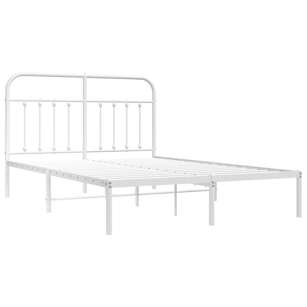 Cadre de lit métal sans matelas et tête de lit blanc 150x200 cm - XIOS
