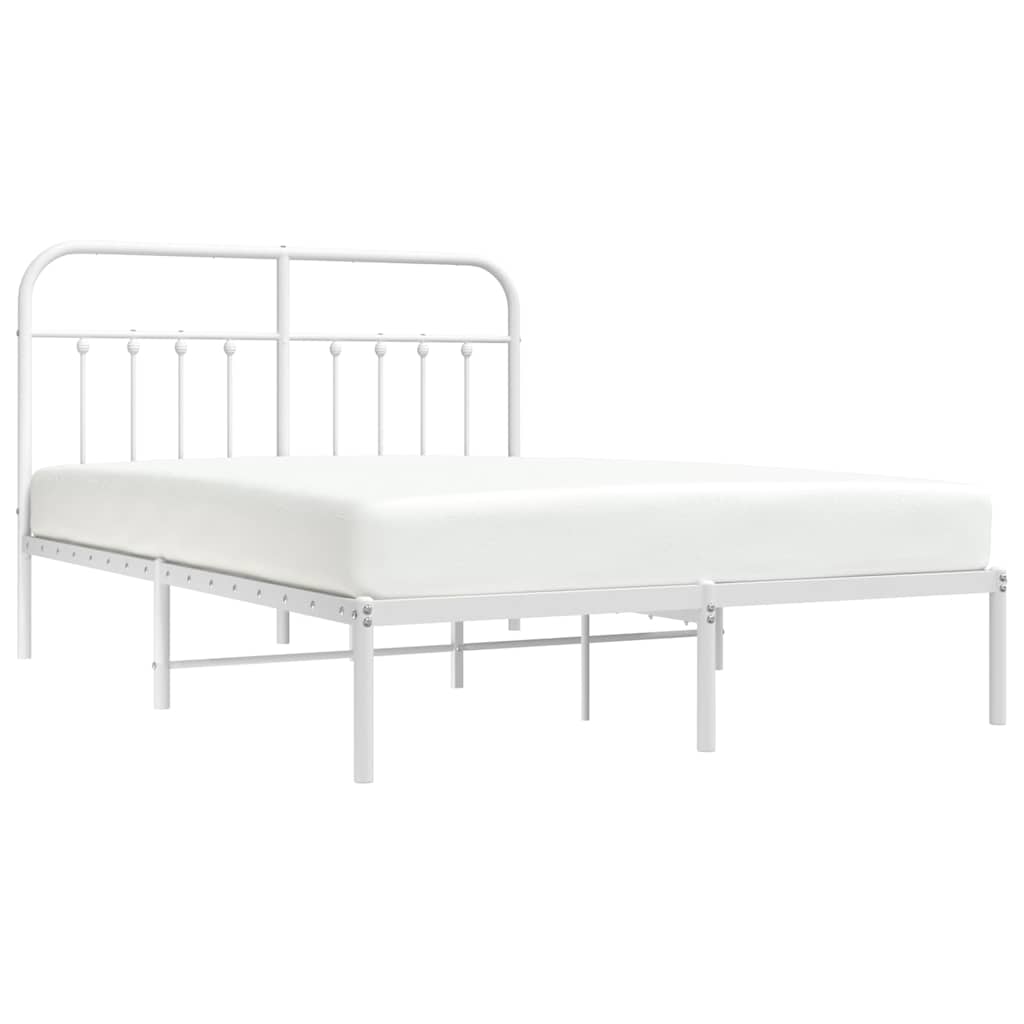 Cadre de lit métal sans matelas et tête de lit blanc 150x200 cm - XIOS