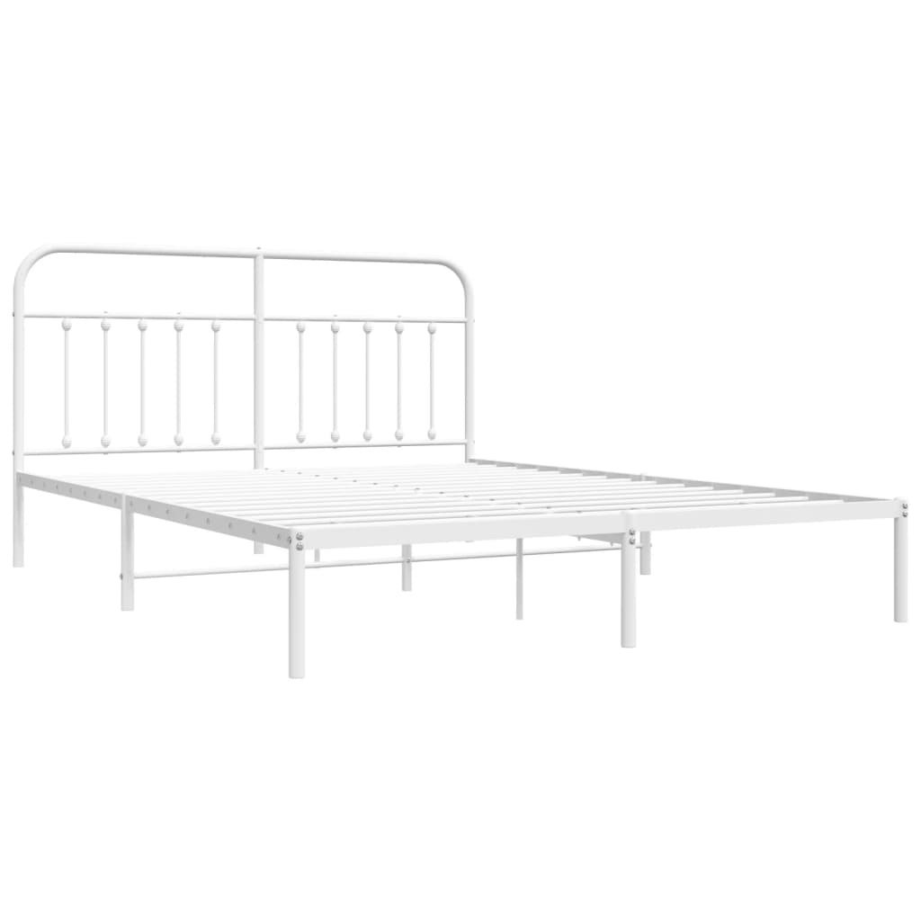 Cadre de lit métal sans matelas et tête de lit blanc 160x200 cm - XIOS