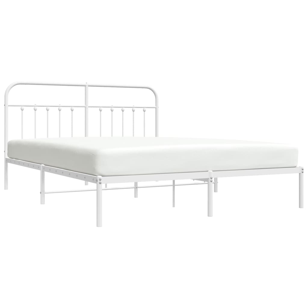 Cadre de lit métal sans matelas et tête de lit blanc 160x200 cm - XIOS
