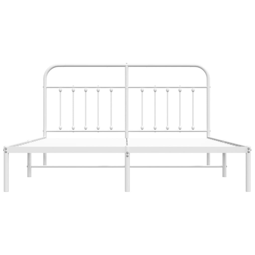 Cadre de lit métal sans matelas et tête de lit blanc 160x200 cm - XIOS