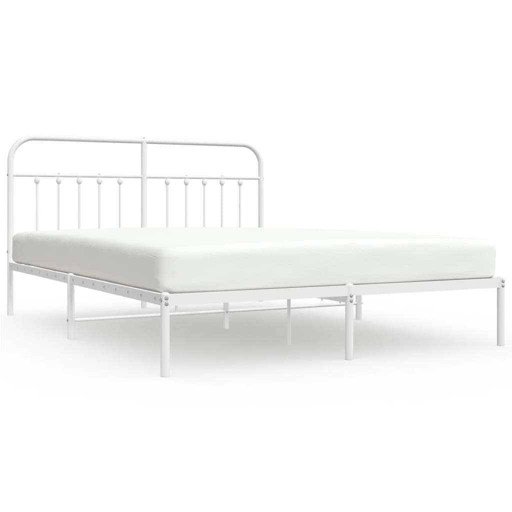 Cadre de lit métal sans matelas et tête de lit blanc 180x200 cm - XIOS