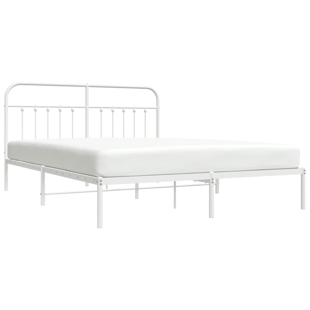 Cadre de lit métal sans matelas et tête de lit blanc 180x200 cm - XIOS