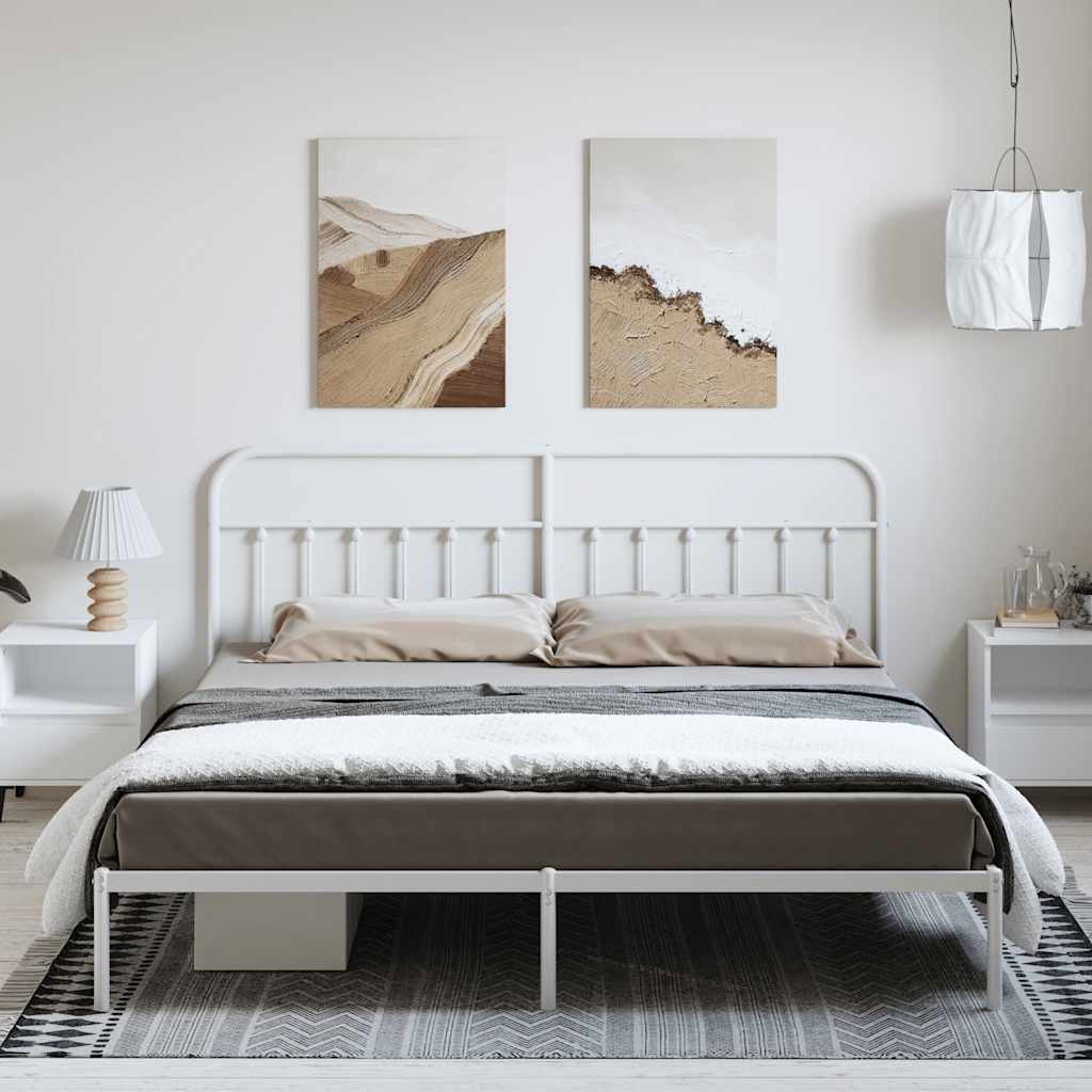 Cadre de lit métal sans matelas et tête de lit blanc 183x213 cm - XIOS