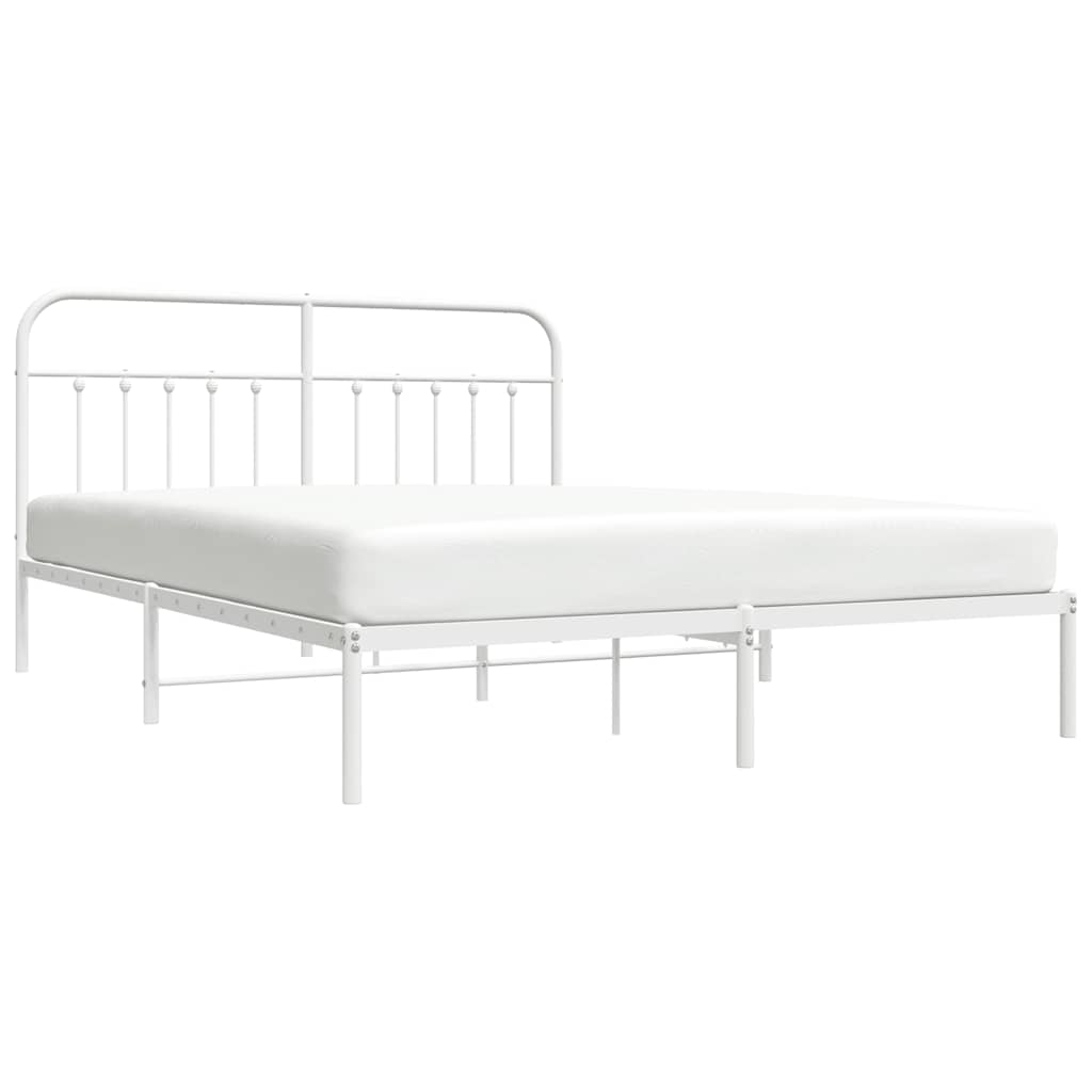 Cadre de lit métal sans matelas et tête de lit blanc 183x213 cm - XIOS
