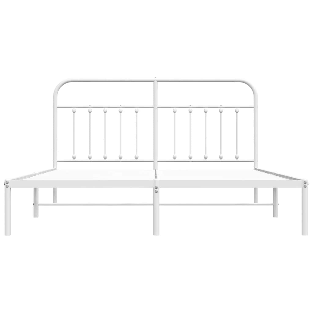 Cadre de lit métal sans matelas et tête de lit blanc 183x213 cm - XIOS