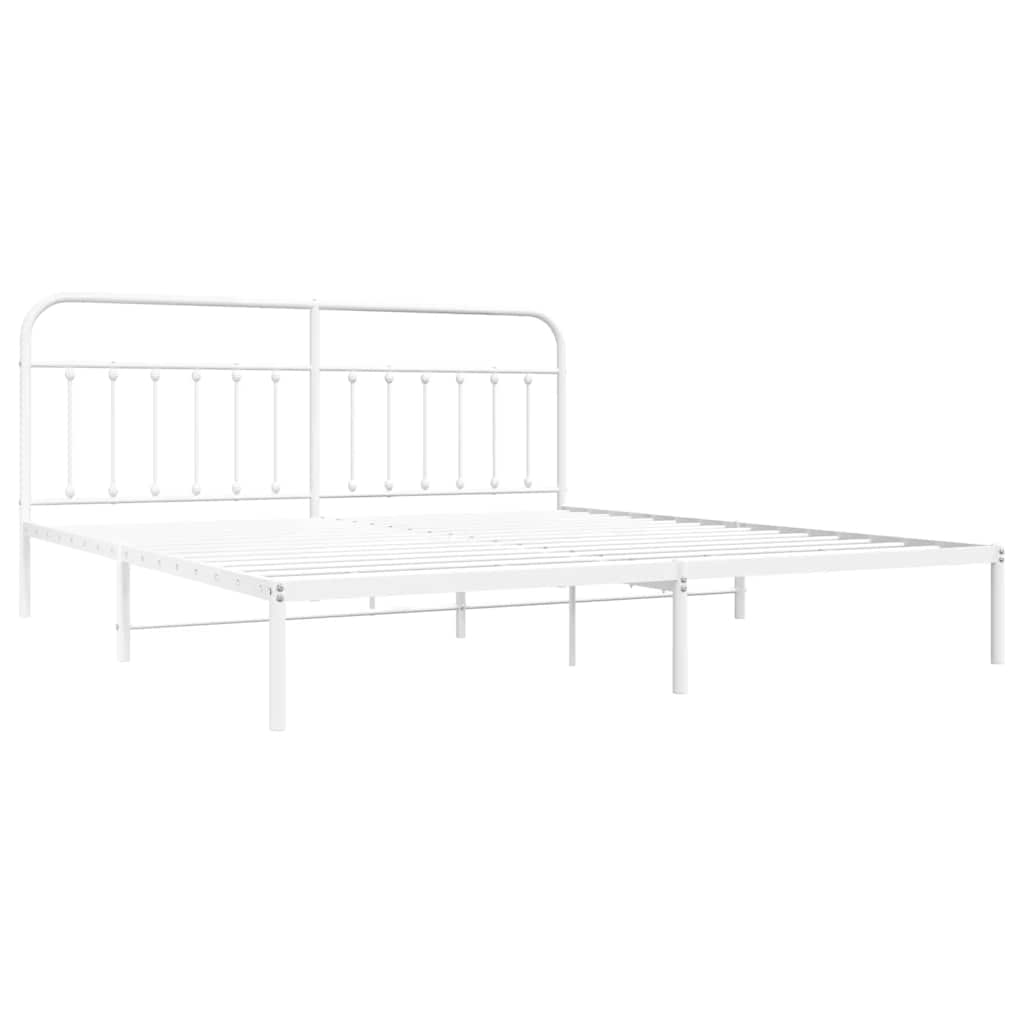 Cadre de lit métal sans matelas et tête de lit blanc 193x203 cm - XIOS