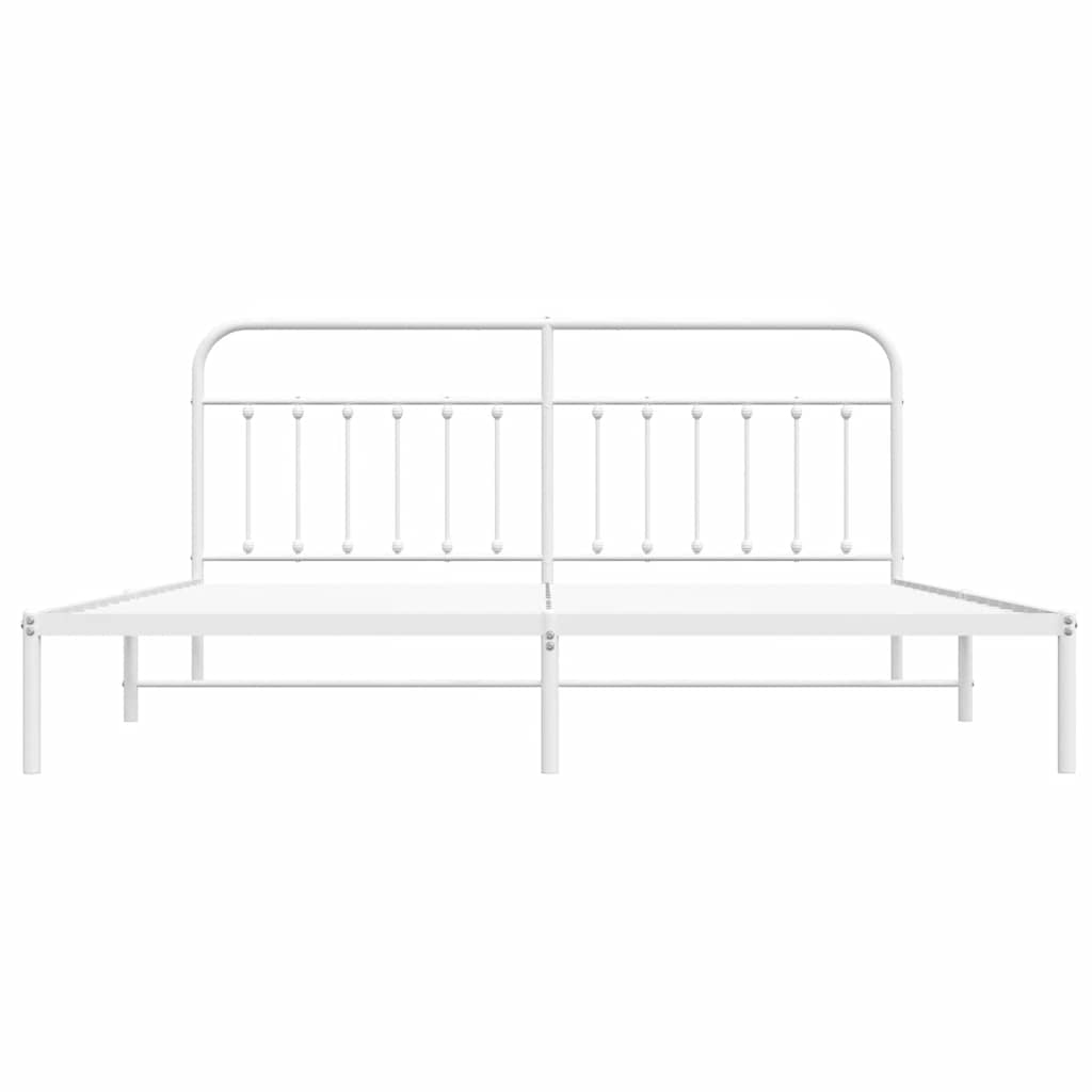 Cadre de lit métal sans matelas et tête de lit blanc 193x203 cm - XIOS