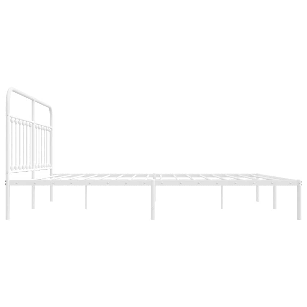 Cadre de lit métal sans matelas et tête de lit blanc 193x203 cm - XIOS
