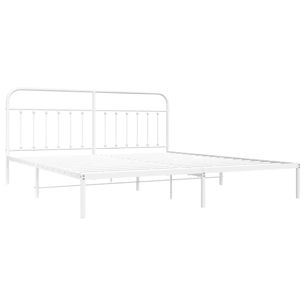 Cadre de lit métal sans matelas et tête de lit blanc 200x200 cm - XIOS