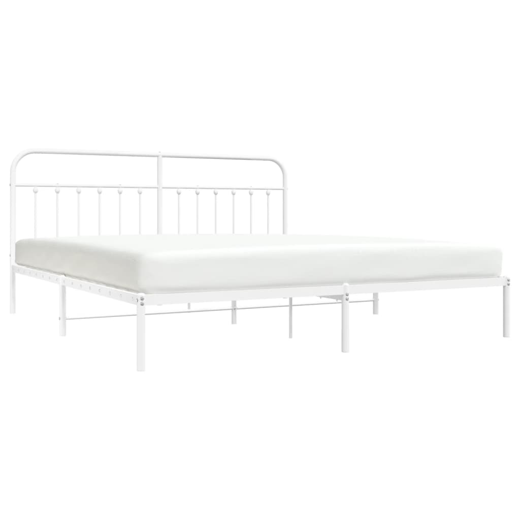 Cadre de lit métal sans matelas et tête de lit blanc 200x200 cm - XIOS