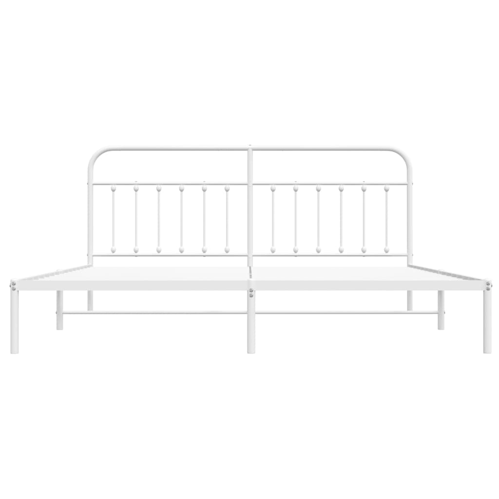 Cadre de lit métal sans matelas et tête de lit blanc 200x200 cm - XIOS