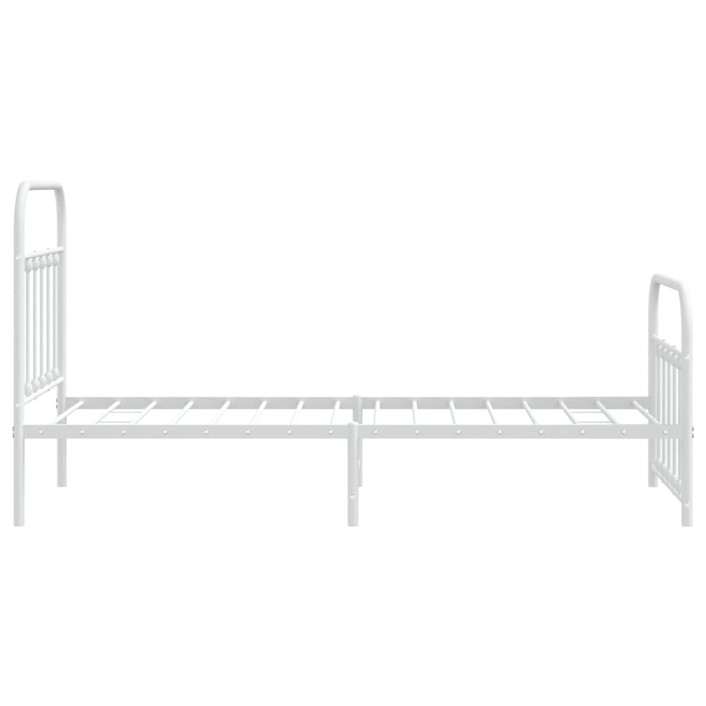 Cadre de lit métal sans matelas avec pied de lit blanc 90x190cm - XIOS