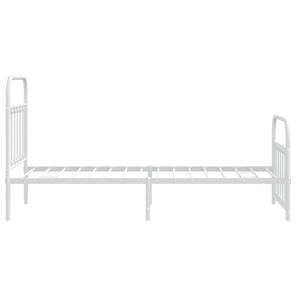 Cadre de lit métal sans matelas avec pied de lit blanc 90x200cm - XIOS