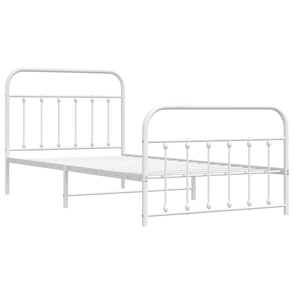 Cadre de lit métal sans matelas et pied de lit blanc 100x200 cm - XIOS