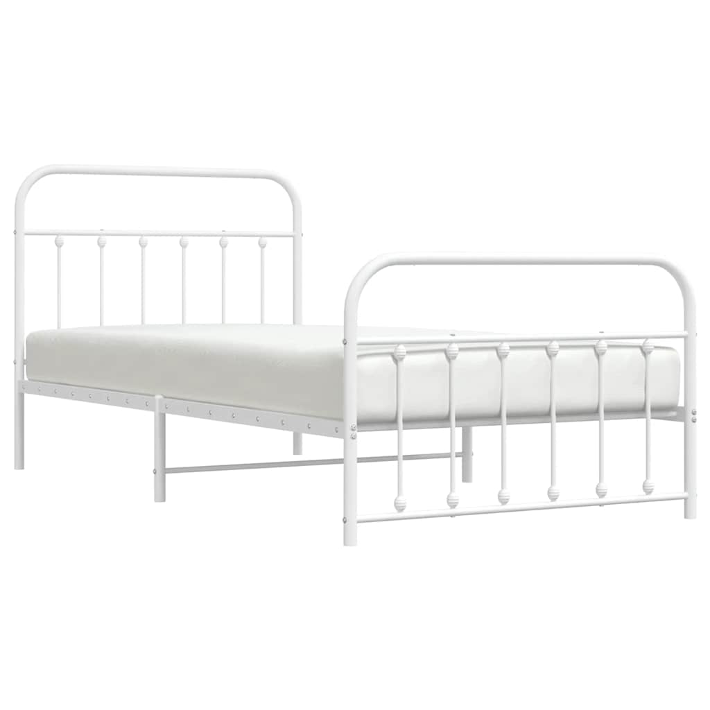 Cadre de lit métal sans matelas et pied de lit blanc 100x200 cm - XIOS