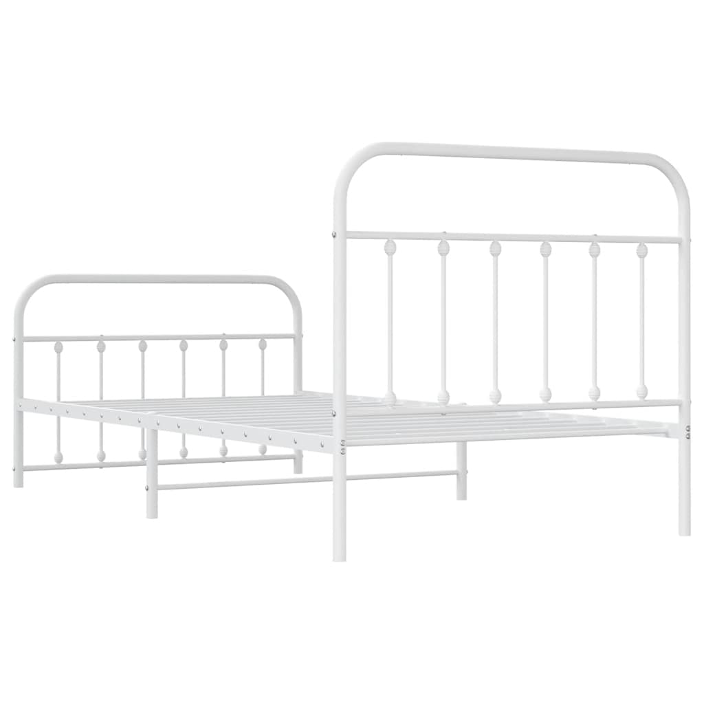 Cadre de lit métal sans matelas et pied de lit blanc 100x200 cm - XIOS