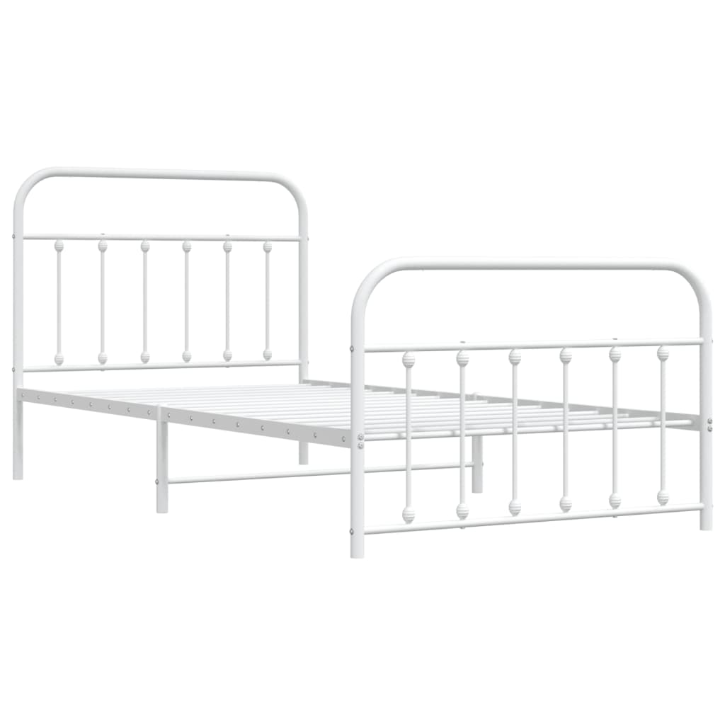 Cadre de lit métal sans matelas et pied de lit blanc 107x203 cm - XIOS