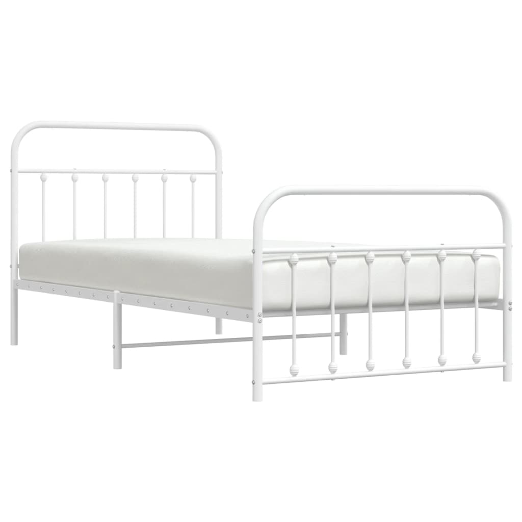 Cadre de lit métal sans matelas et pied de lit blanc 107x203 cm - XIOS