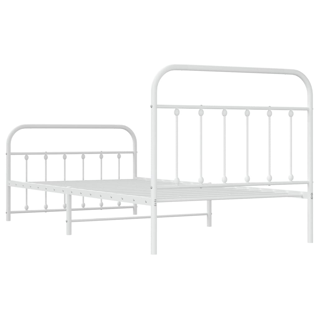 Cadre de lit métal sans matelas et pied de lit blanc 107x203 cm - XIOS