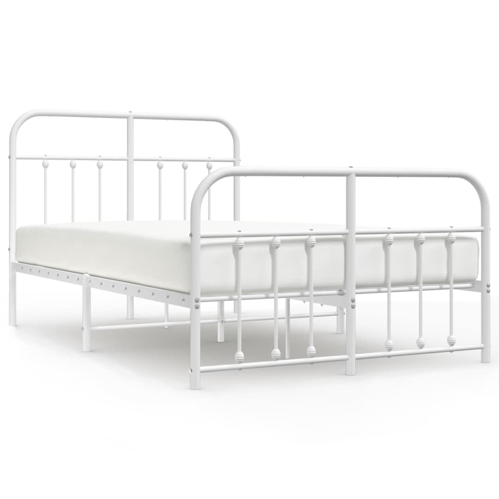 Cadre de lit métal sans matelas et pied de lit blanc 120x190 cm - XIOS