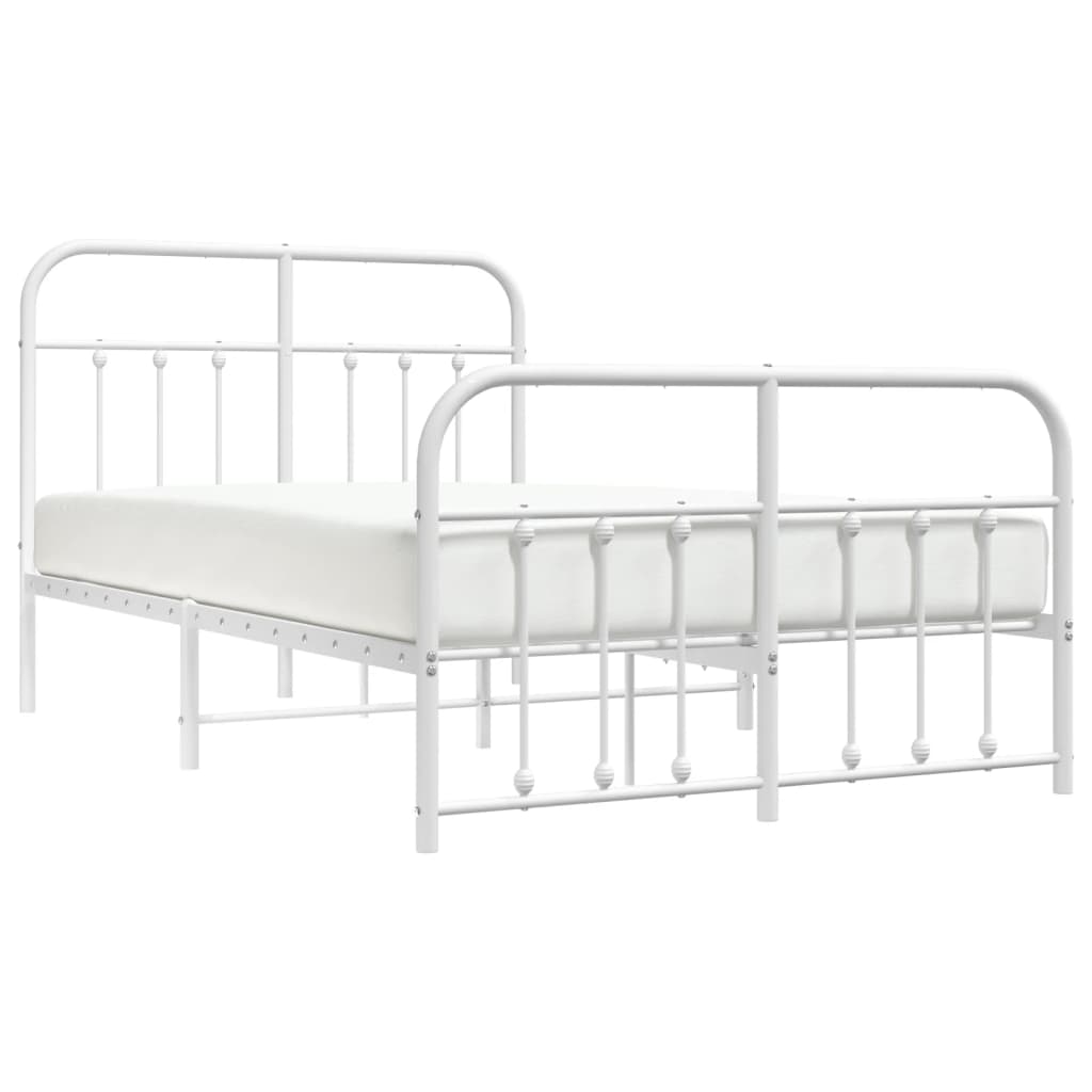 Cadre de lit métal sans matelas et pied de lit blanc 120x190 cm - XIOS