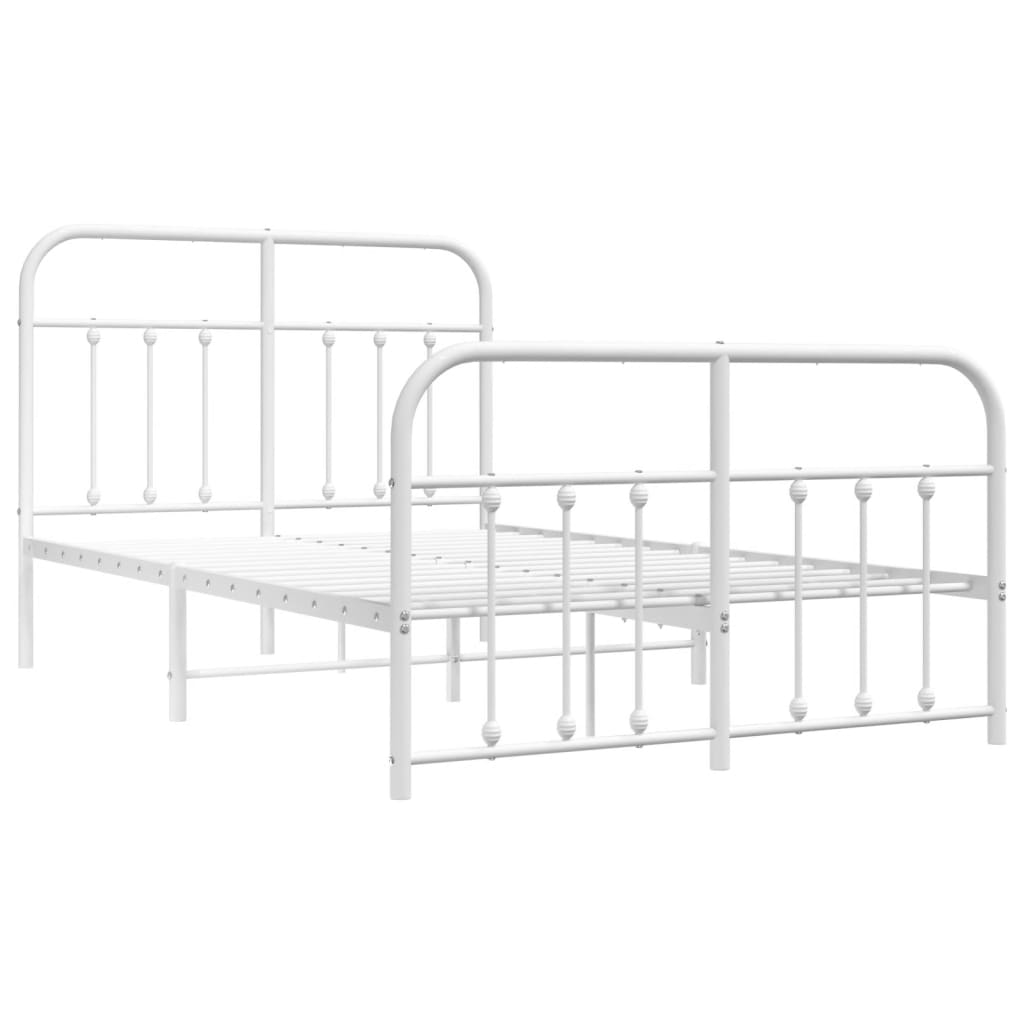 Cadre de lit métal sans matelas et pied de lit blanc 120x200 cm - XIOS