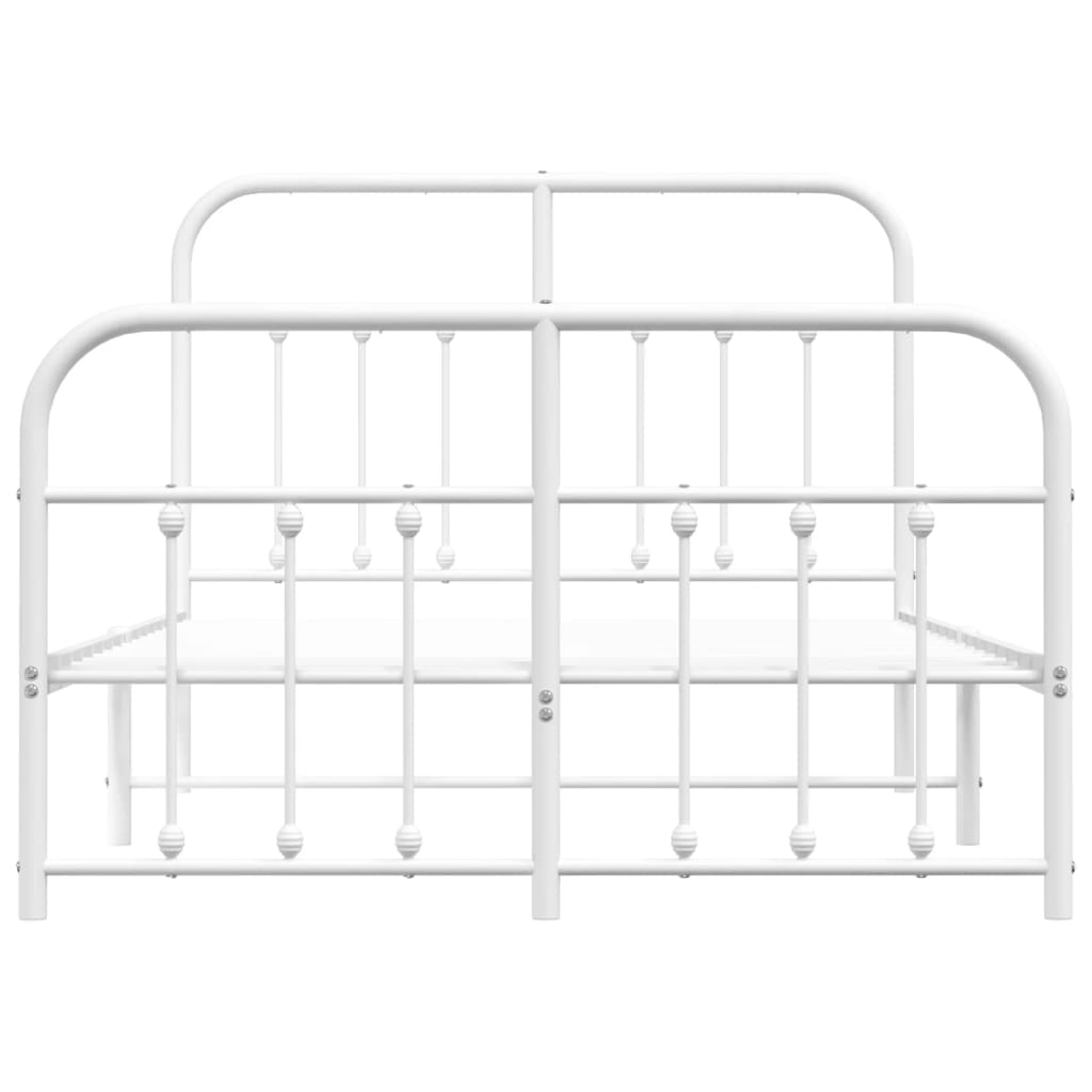 Cadre de lit métal sans matelas et pied de lit blanc 120x200 cm - XIOS