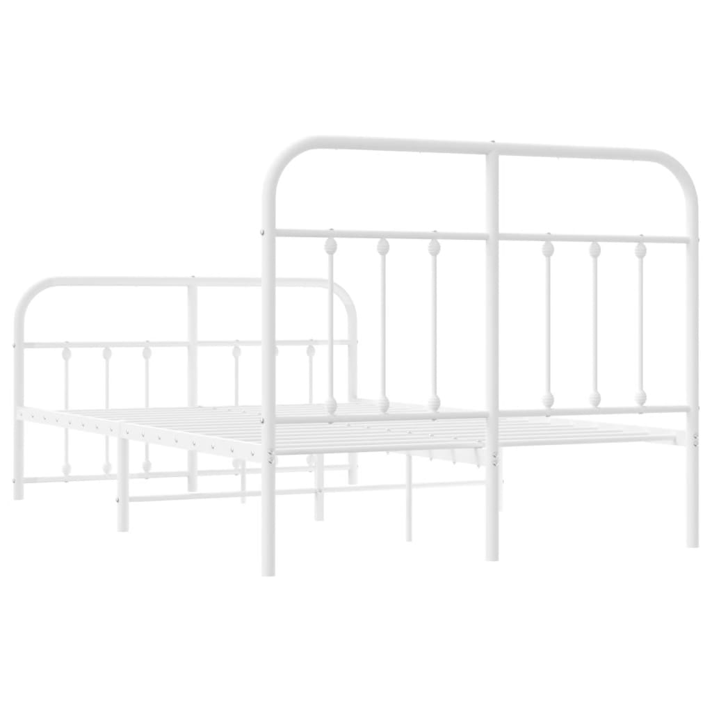 Cadre de lit métal sans matelas et pied de lit blanc 120x200 cm - XIOS