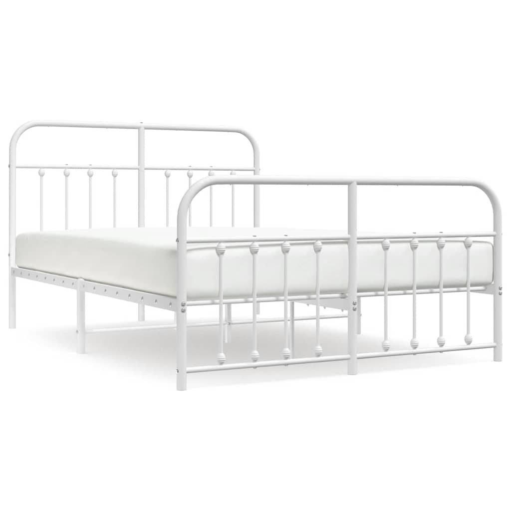 Cadre de lit métal sans matelas et pied de lit blanc 135x190 cm - XIOS