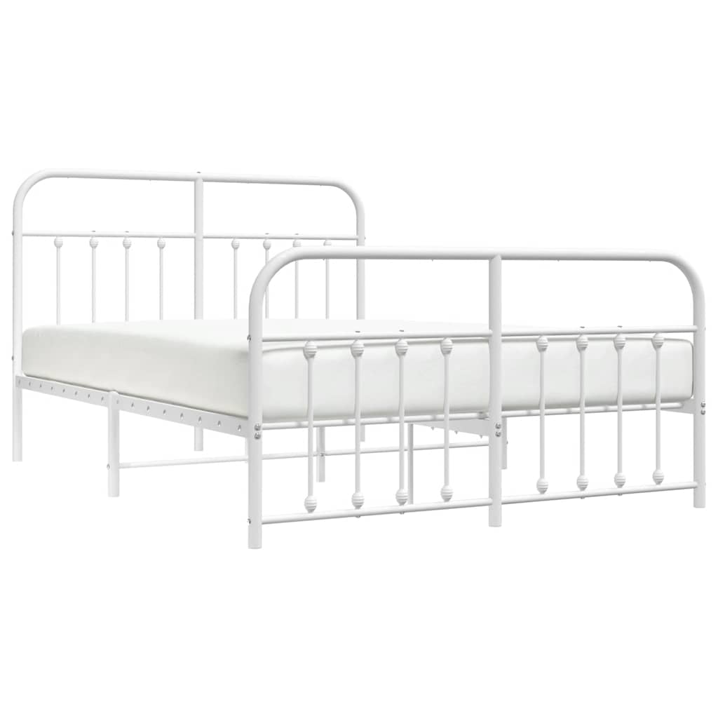 Cadre de lit métal sans matelas et pied de lit blanc 135x190 cm - XIOS