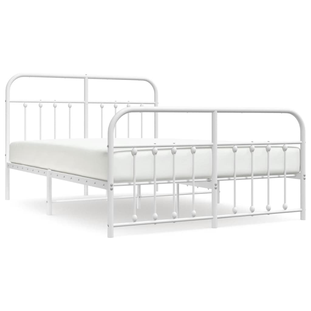 Cadre de lit métal sans matelas et pied de lit blanc 140x190 cm - XIOS