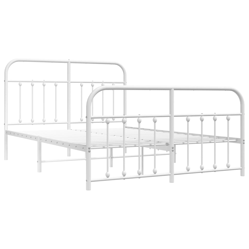 Cadre de lit métal sans matelas et pied de lit blanc 140x190 cm - XIOS