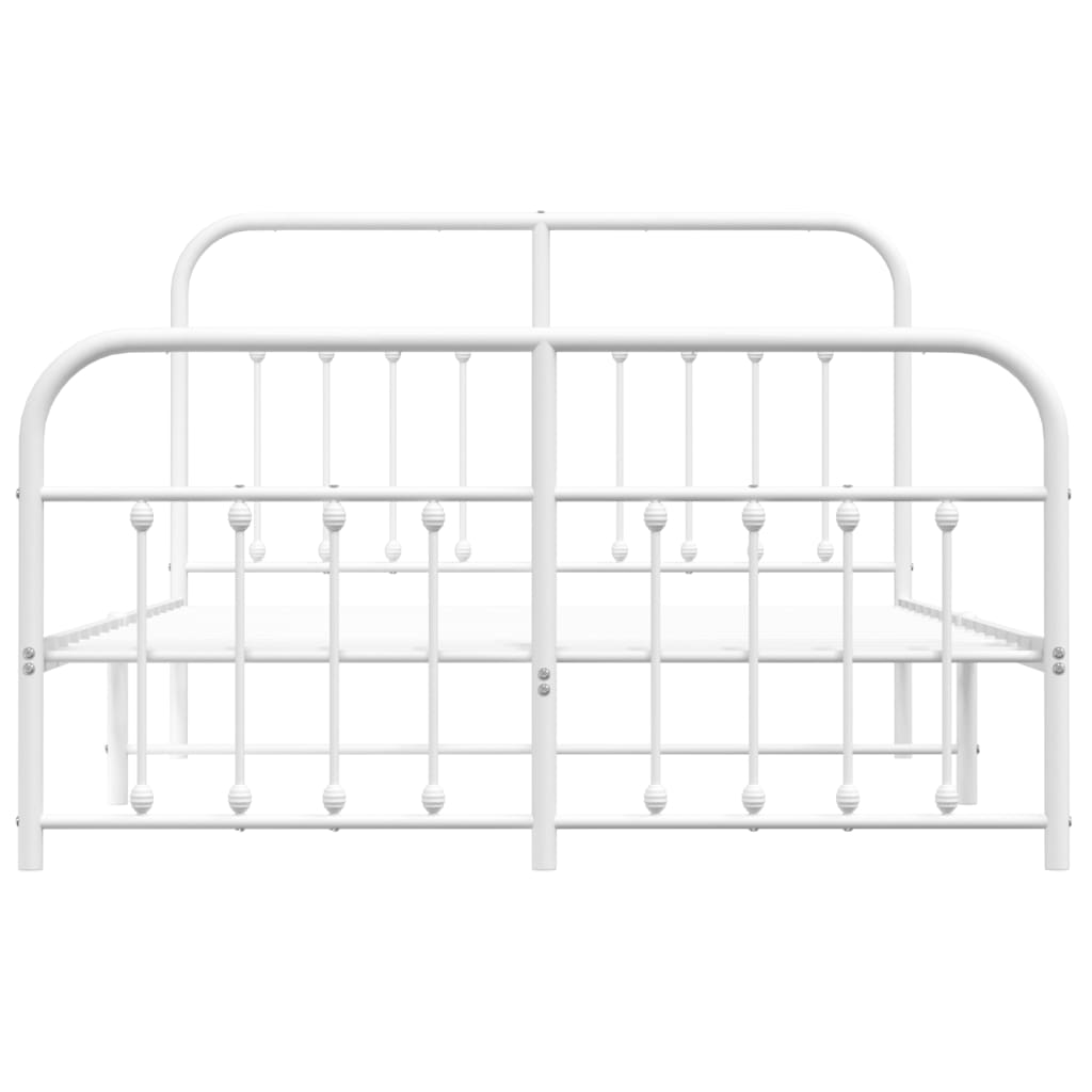 Cadre de lit métal sans matelas et pied de lit blanc 140x190 cm - XIOS