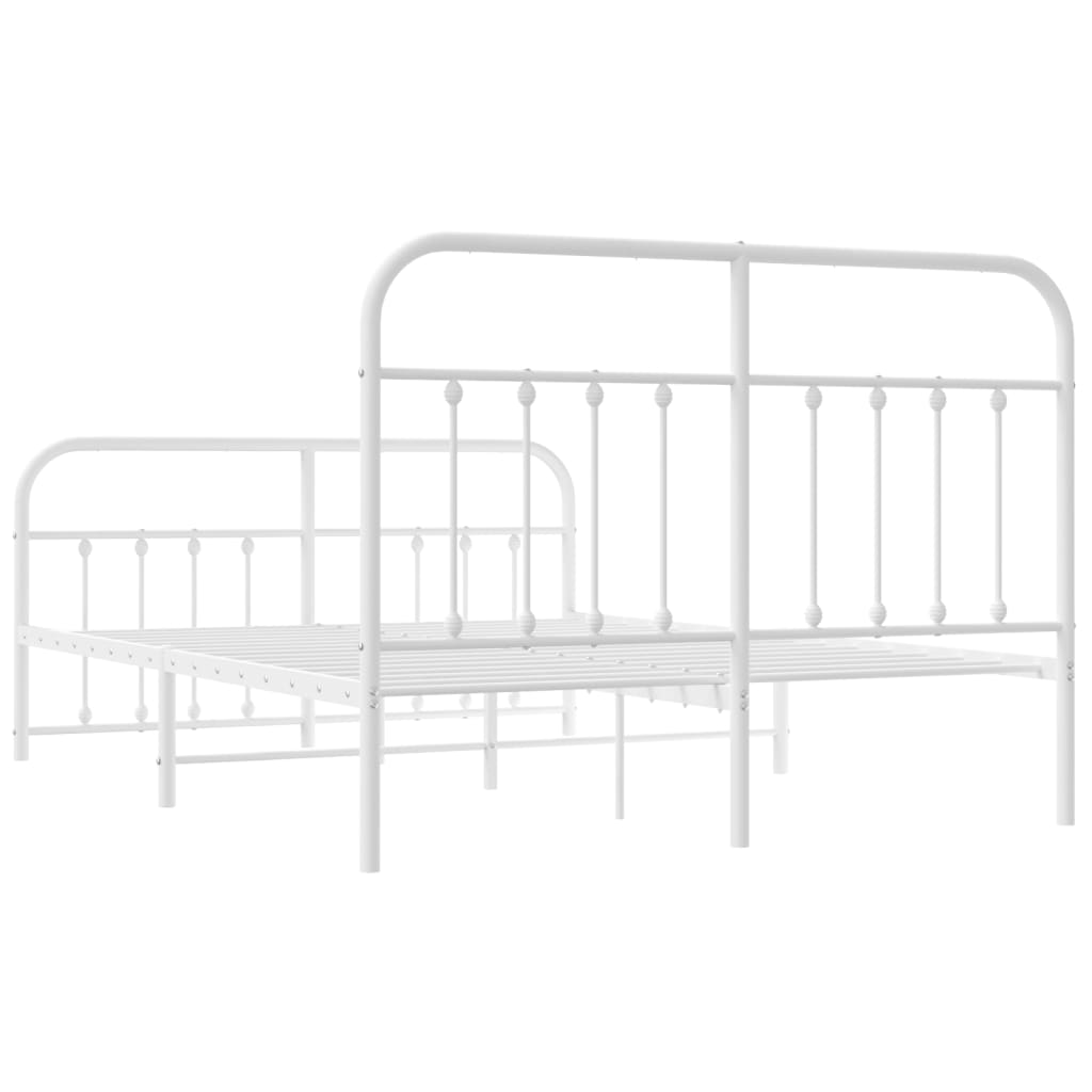 Cadre de lit métal sans matelas et pied de lit blanc 140x190 cm - XIOS