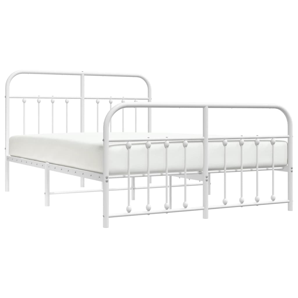 Cadre de lit métal sans matelas et pied de lit blanc 140x200 cm - XIOS