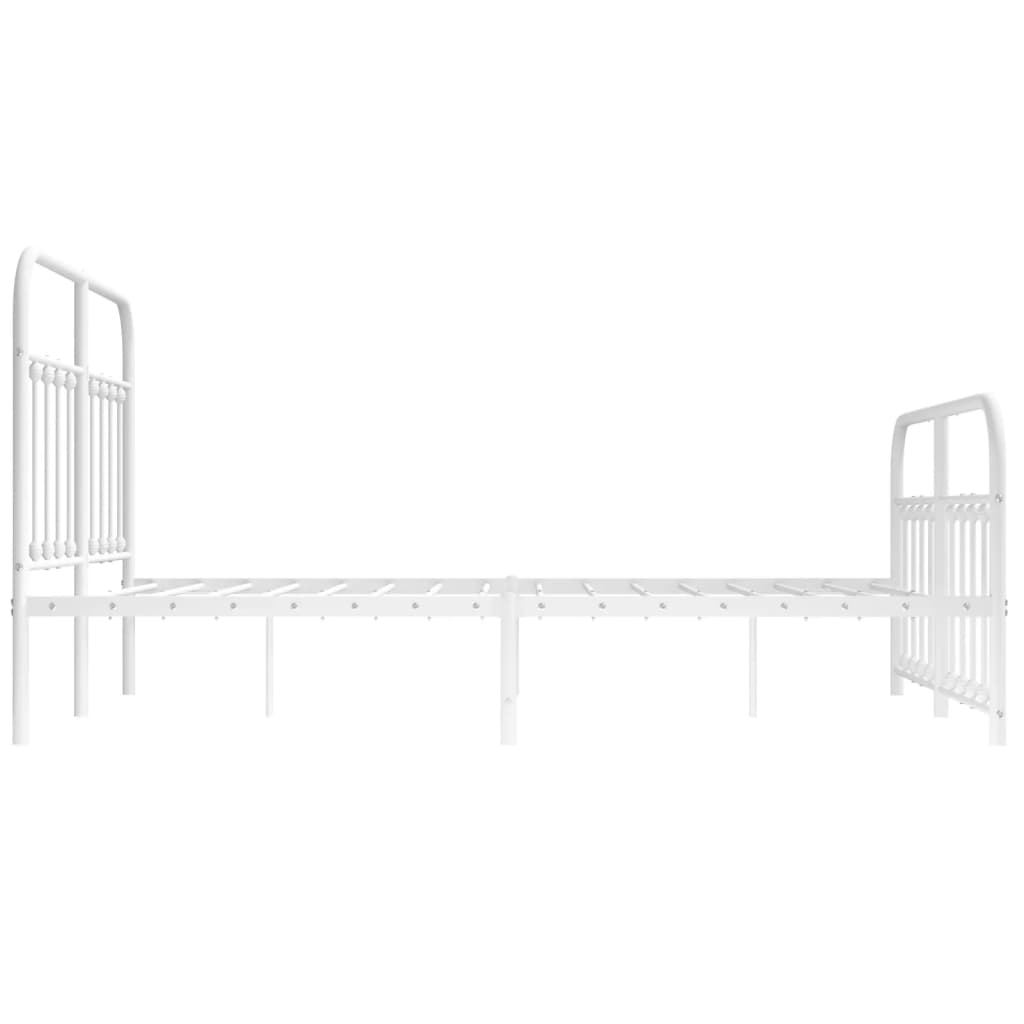 Cadre de lit métal sans matelas et pied de lit blanc 140x200 cm - XIOS