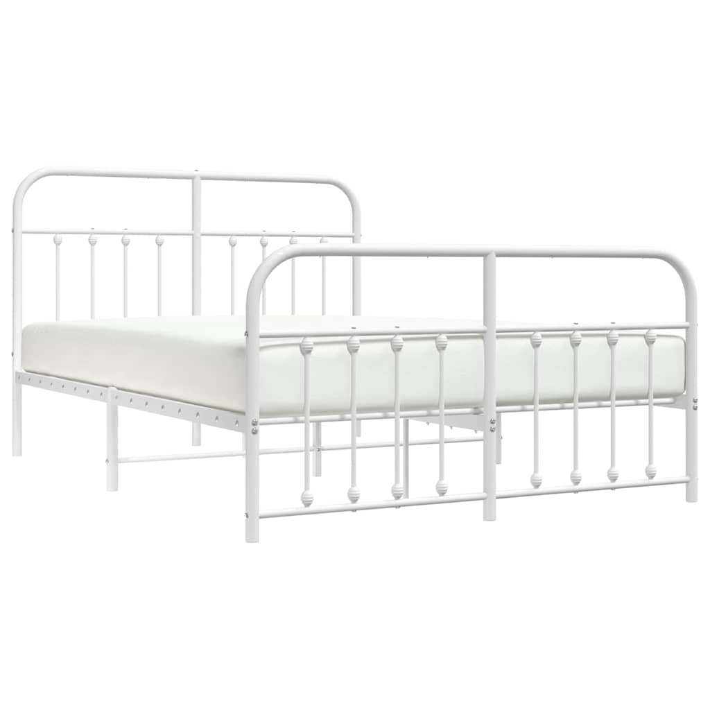 Cadre de lit métal sans matelas et pied de lit blanc 150x200 cm - XIOS