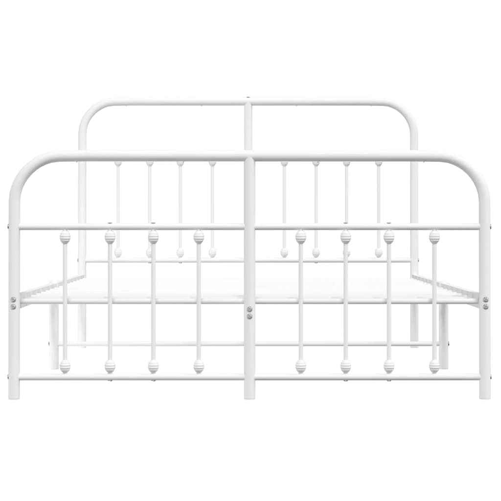 Cadre de lit métal sans matelas et pied de lit blanc 150x200 cm - XIOS