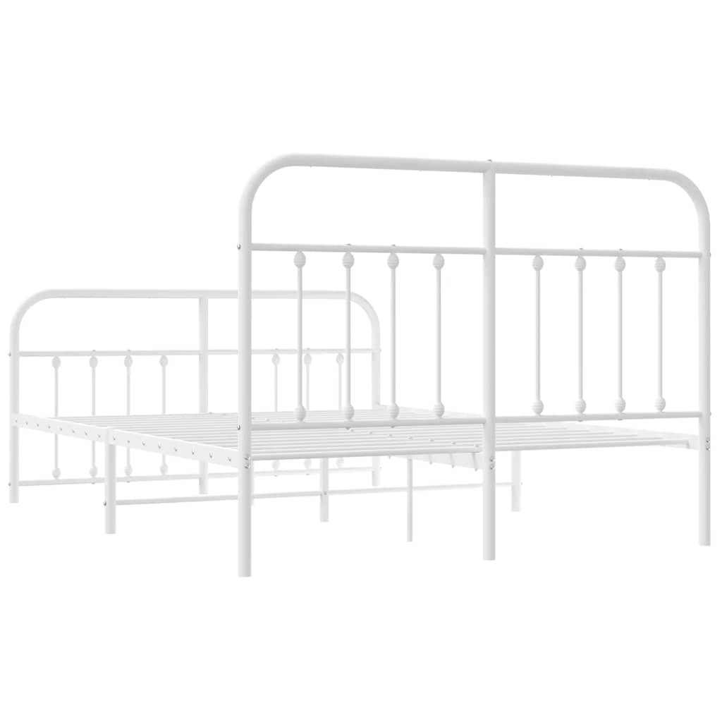 Cadre de lit métal sans matelas et pied de lit blanc 150x200 cm - XIOS