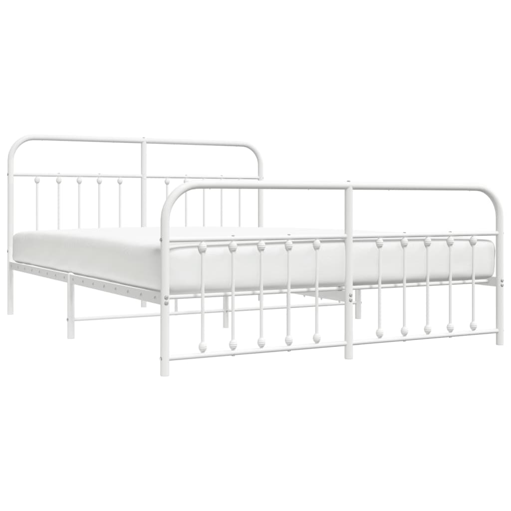 Cadre de lit métal sans matelas et pied de lit blanc 160x200 cm - XIOS
