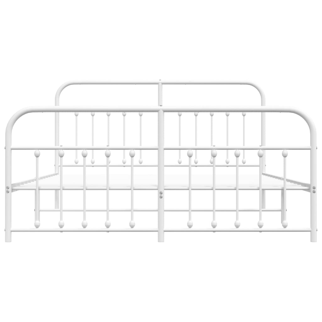 Cadre de lit métal sans matelas et pied de lit blanc 160x200 cm - XIOS