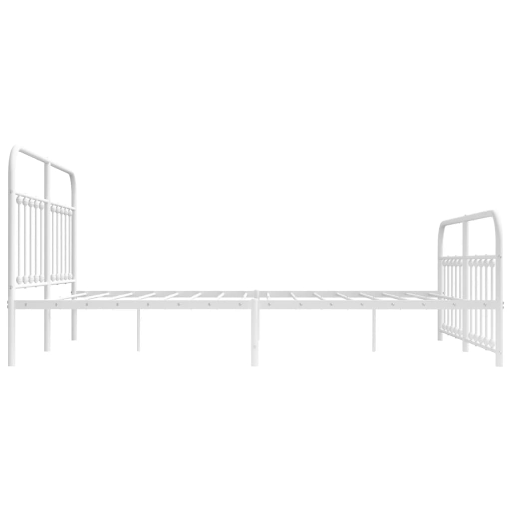 Cadre de lit métal sans matelas et pied de lit blanc 160x200 cm - XIOS