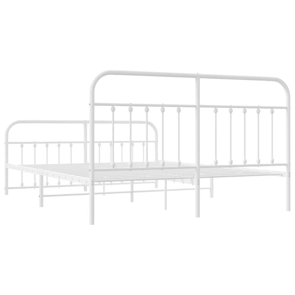 Cadre de lit métal sans matelas et pied de lit blanc 160x200 cm - XIOS