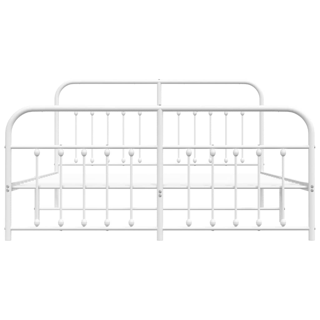 Cadre de lit métal sans matelas et pied de lit blanc 183x213 cm - XIOS