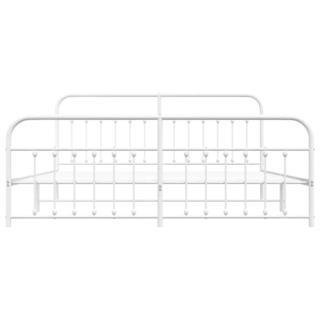 Cadre de lit métal sans matelas et pied de lit blanc 193x203 cm - XIOS